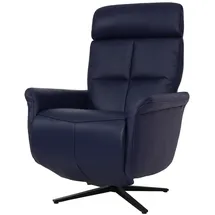 Mendler Relaxsessel HWC-L10, Design Fernsehsessel TV-Sessel Liegesessel, Liegefunktion drehbar, Voll-Leder ~ blau