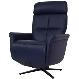 Mendler Relaxsessel HWC-L10, Design Fernsehsessel TV-Sessel Liegesessel, Liegefunktion drehbar, Voll-Leder ~ blau