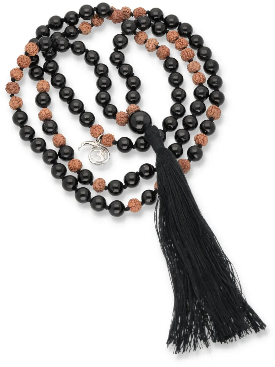 Mala aus schwarzem Turmalin (Schörl) zum Thema Schutz