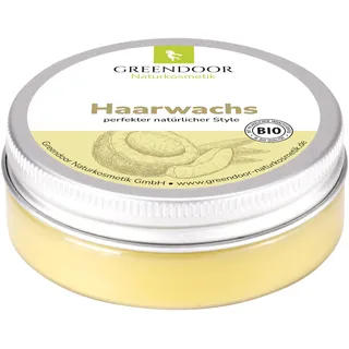 GREENDOOR natürliches Haarwachs matt 50ml, natural Style wax ohne Silikon Mineralöl Duftstoffe Parfum, Naturkosmetik hair styling mit Bio Kokosöl Bienenwachs Jojobaöl