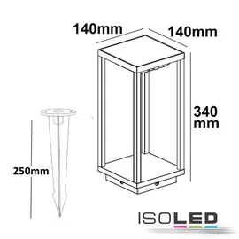 ISOLED LED SOLAR Outdoor-Leuchte, PIR-Bewegungs-/Helligkeitssensor, Ein+Aus, 2W, IP54, warmweiß