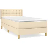 vidaXL Boxspringbett mit Matratze Creme 90x200 cm Stoff