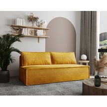 Fun Möbel Sofa Designersofa EMMA 3-Sitzer mit Schlaffunktion, in Stoff Zoom Senfgelb