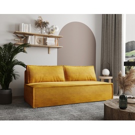 Fun Möbel Sofa Designersofa EMMA 3-Sitzer mit Schlaffunktion, in Stoff Zoom Senfgelb