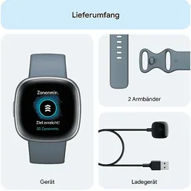 Fitbit Versa 4 aluminium platin/wasserfallblau