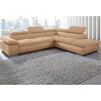 Ecksofa SIT & MORE "Valantine L-Form" Sofas Gr. B/H/T: 272cm x 73cm x 226cm, Luxus-Microfaser ALTARA NUBUCK, Ottomane rechts, mit Bettfunktion, braun (café) inkl. Kopf- und Armteilverstellung, wahlweise mit Bettfunktion