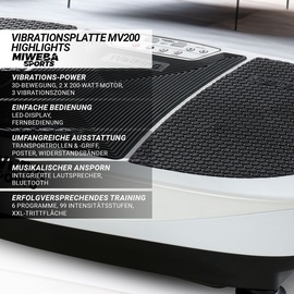 MIWEBA Sports Vibrationsplatte MV200, 3D-Vibration, Fernbedienung, Bluetooth, Display, 2 x 200 Watt (Schwarz)