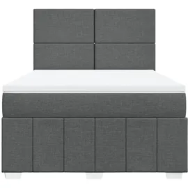 vidaXL Boxspringbett mit Matratze Dunkelgrau 140x200 cm Stoff