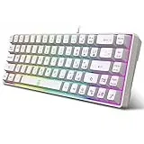 Snpurdiri 60% Gaming Tastatur, Kompakte RGB beleuchtete ergonomische Mini Tastatur, Leise mechanische Tasten, 68 Tasten, für Windows PC Laptop (weiß 68 Tasten)