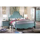 Xlmoebel Schlafzimmer-Set Schlafzimmermöbel im Landhausstil aus hochwertigem Holz, (4tlg.Schlafzimmer Set(Bett + 2x Nachttisch + Hocker), Hergestellt in Europa blau