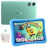 OUKITEL OT6 Kinder Tablet 10 Zoll mit WiFi-6, 16GB RAM + 64GB ROM Android 13 Tablet Kids 8000mAh Akku Tablet für Kinder mit Tragbarem Griff und Sturzsicherer Hülle BT5.0/TÜV/Widevine L1 Grün