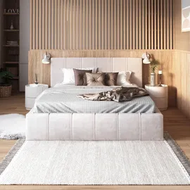 Fdm Polsterbett beige Holzwerkstoff, Birke, Rechteckig, 160x200 cm Schlafzimmer, Betten, Polsterbetten