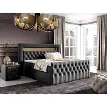 Fun Möbel Boxspringbett Schlafzimmerbett SEVRA Nr.1 160x200cm in Elisa Velvet Anthrazit - Grau