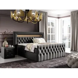 Fun Möbel Boxspringbett Schlafzimmerbett SEVRA Nr.1 160x200cm in Elisa Velvet Anthrazit - Grau