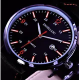 Excellanc Quarz Herren Armband Uhr Rot Schwarz Datumsanzeige EIG-53