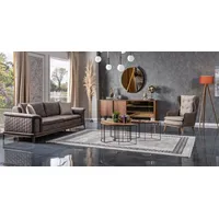 JVmoebel Sofa Sofagarnitur Sofa Luxus Sessel 3+1 Sitzer Stoff Modern Design braun