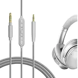 GEEKRIA QuickFit Audio Kabel Kompatibel mit Bose QC 45, QC 35 Series II, QC 25, 700 ANC Kopfhörer, 2.5mm AUX Ersatz-Stereokabel für Kopfhörer mit Inline-Mikrofon und Lautstärkeregler (1.2m)