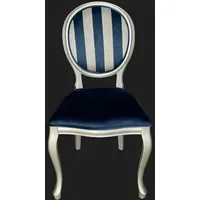 Casa Padrino Barock Esszimmer Stuhl Blau / Silber -