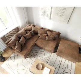 DeLife Ecksofa Clovis Braun Antik Optik Hocker Ottomane Links Modulsofa, Design Ecksofas, Couch Loft, Modulsofa, modular