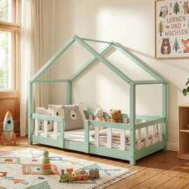 [en.casa] Kinderbett Treviolo 70 x 140 cm Kiefer mintgrün/weiß