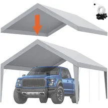 Vevor Garagenzelt, 3,9 x 6,1 m, Garagendachzelt, Unterstandplane, wasserdicht und UV-geschützt, einfache Installation mit Spanngurten, grau (nur Dachabdeckung, Rahmen nicht im Lieferumfang enthalten)