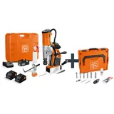 Fein Akku-Universal-Magnet-Kernbohrmaschine bis 35 mm mit Anwenderset, AKBU 35 PMQW 18 V AS Construction-Site 2x 8 Ah Set 3/4 in Weldon/HSS NOVA 50