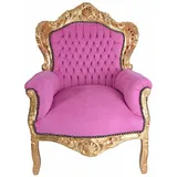 XXL BAROCKSESSEL Rosa BAROCK THRON SESSEL LUXUS SITZMÖBEL Antik Armlehnsessel