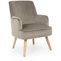 YES EVERYDAY Sessel Adeline Samt 60 x 79 x 60 cm Taupe gepolstert
