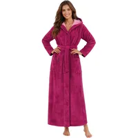 Morgenstern Bademantel Damen Extra Lang Kapuze Frottee Velours Luxus Morgenmantel Fuchsia L - L Tall