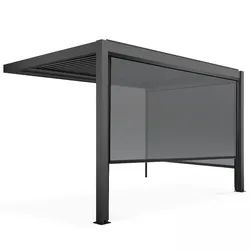 Oviala Business Bioklimatische Pergola angelehnt 3x4m und 2 Markisen