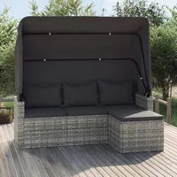 vidaXL Polyrattan Loungesofa grau 362335