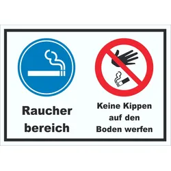 Schild Raucherbereich Boden verboten A0 (841x1189mm)