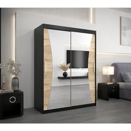 abiks möbel Schwebetürenschrank MONACO 150 x 200 x 62 cm Schwarz