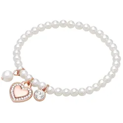 Lulu & Jane Perlen-Armband Herz Metall-Legierung Crystal Muschelkernperle in Roségold 18,0 cm Damen 