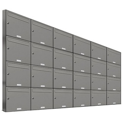 AL Briefkastensysteme Wandbriefkasten 24er Premium Briefkasten Aluminiumgrau RAL 9007 für Außen Wand 6×4 grau