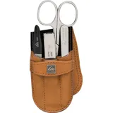 Erbe Maniküre-Etui »Taschenetui mit Steckverschluss aus echtem Leder«, (4 tlg.), bestückt mit Solinger Premium Stahlwaren in Edelstahl, braun