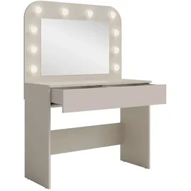 OTTO home Schminktisch OTTO HOME "NANCY, Hollywood Spiegelmit Beleuchtung, Schublade Soft Close", cashmere beige, beige, B:100,3cm H:142,5cm T:42,5cm, Tische, Schminktisch, Kosmetiktisch mit viel Stauraum, LED, Soft-Close