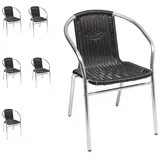 Mojawo 6 Stück Stabiler Aluminuim / Polyrattan Bistrostuhl stapelbar