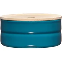 RIESS Vorratsdose mit Eschenholzdeckel Ø13cm 0,5l Blue Emaille