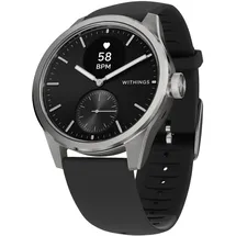 Withings Scanwatch 2 42 mm schwarz, Sport Fluorelastomer-Armband schwarz/silber