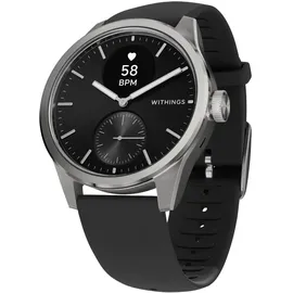 Withings Scanwatch 2 42 mm schwarz, Sport Fluorelastomer-Armband schwarz/silber