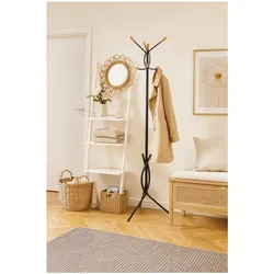 INOSIGN Garderobenständer aus Metall, 175 cm hoch, 6 Kleiderhaken, Pulverbeschichtung, Knöpfe aus Buche-Nachbildung (natur)