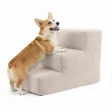 murando Hundetreppe für Kleine Hunde 3 Stufen 30 cm, Cord - Beige