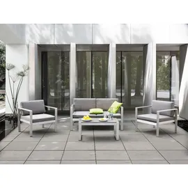 Beliani GARTENSTUHL Aluminium Auflagen hellgrau Salerno