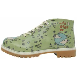 Stiefel DOGO "Shortcut Boots Life Goes On Damen Stiefel / Female", Damen, Gr. 39, Normalschaft, grün, Lederimitat, Schuhe, Vegan