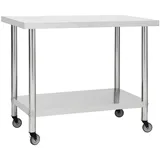 vidaXL Küchen-Arbeitstisch mit Rollen 100x45x85 cm Edelstahl