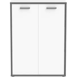 Forte "Keflav", weiß (weiß, uni wolfram grau), B:84,5cm H:115,1cm T:41,5cm, Spanplatte, Sideboards, Kommode, Breite 84,5 cm