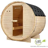 Artsauna Fasssauna Spitzbergen 120 - 2 Personen, 3,6 kW Ofen, Zubehör - Fichtenholz Sauna