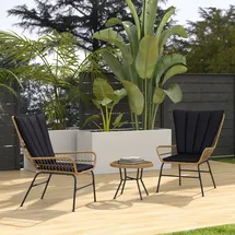 Outsunny Rattan-Sitzgruppe 3-tlg. Schwarz