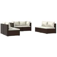 vidaXL 6-tlg. Garten-Lounge-Set mit Kissen Poly Rattan Braun - Braun